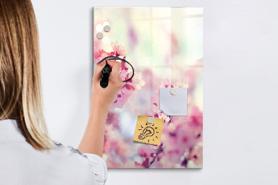 Pizarra magnética de pared con rotulador Motivo floral con espacio para fotos