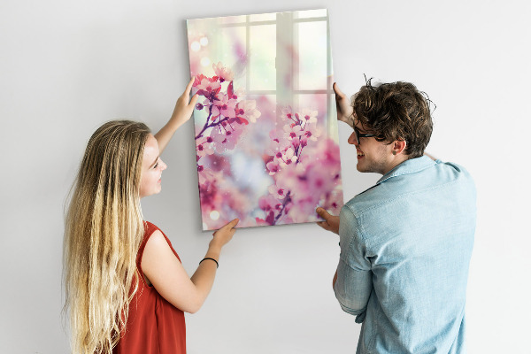 Pizarra magnética de pared con rotulador Motivo floral con espacio para fotos