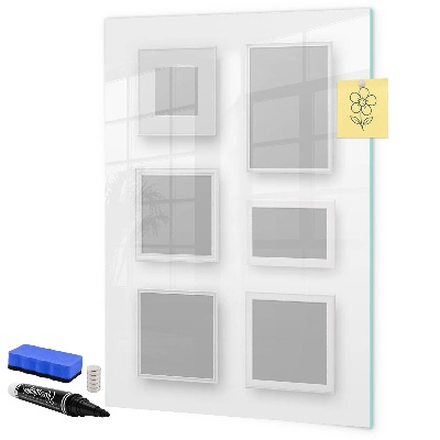 Pizarra borrable de cristal con imanes Un espacio creativo para fotos y notas.