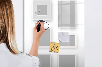 Pizarra borrable de cristal con imanes Un espacio creativo para fotos y notas.