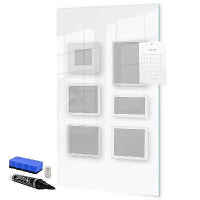 Pizarra borrable de cristal con imanes Un espacio creativo para fotos y notas.