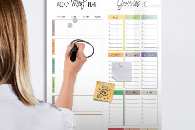 Pizarra magnética de pared con rotulador Plan semanal de comidas y compras