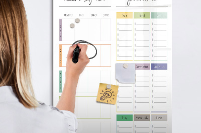Pizarra magnética de pared con rotulador Plan semanal de comidas y compras