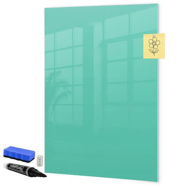 Pizarra borrable de cristal con imanes Un tablero colorido para fotos y notas.