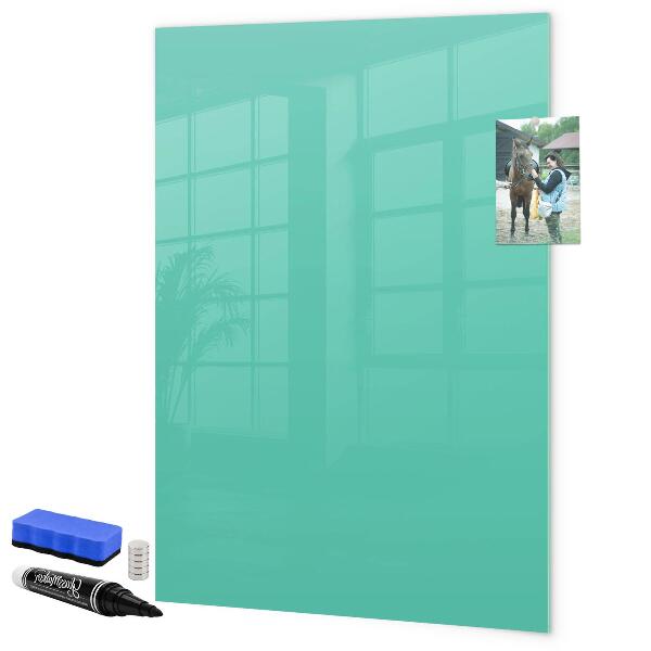 Pizarra borrable de cristal con imanes Un tablero colorido para fotos y notas.