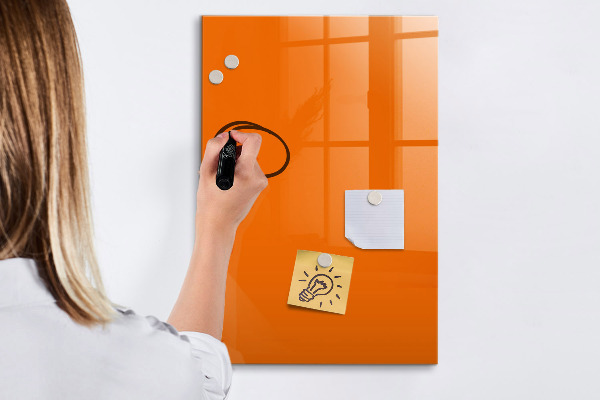 Pizarra borrable de cristal con imanes Tablero naranja para notas y fotos