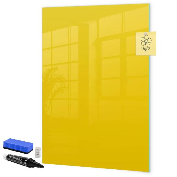 Pizarra borrable de cristal con imanes Un tablero colorido para notas y fotos.