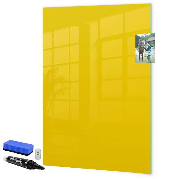 Pizarra borrable de cristal con imanes Un tablero colorido para notas y fotos.