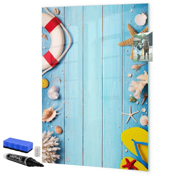 Pizarra magnética de pared con rotulador Recuerdos de verano en un entorno costero