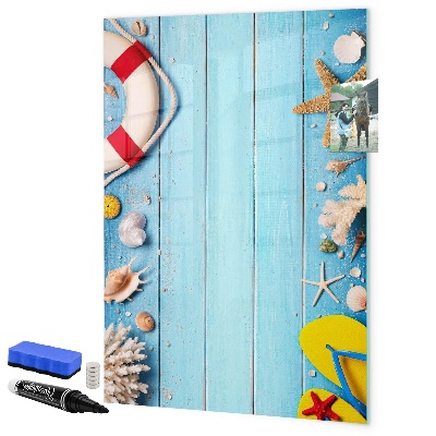 Pizarra magnética de pared con rotulador Recuerdos de verano en un entorno costero