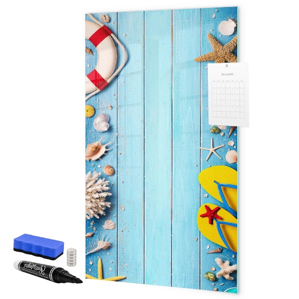Pizarra magnética de pared con rotulador Recuerdos de verano en un entorno costero