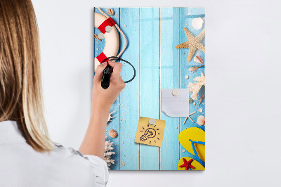 Pizarra magnética de pared con rotulador Recuerdos de verano en un entorno costero