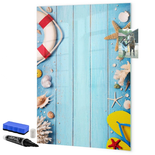 Pizarra magnética de pared con rotulador Recuerdos de verano en un entorno costero