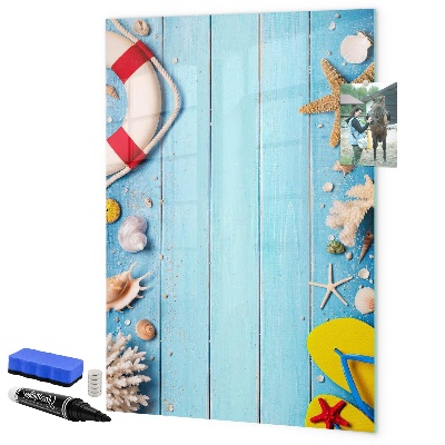 Pizarra magnética de pared con rotulador Recuerdos de verano en un entorno costero