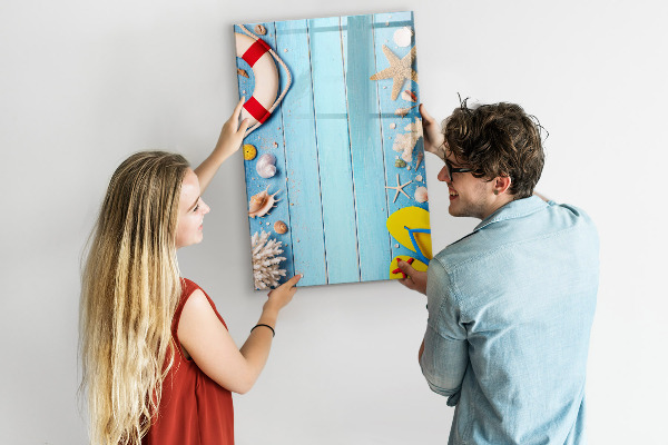 Pizarra magnética de pared con rotulador Recuerdos de verano en un entorno costero