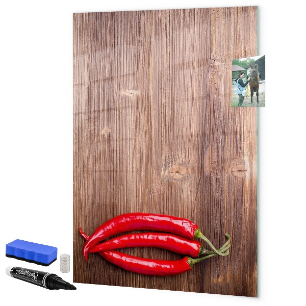 Pizarra magnética de pared con rotulador Recuerdos de papel y pimientos picantes