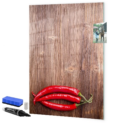Pizarra magnética de pared con rotulador Recuerdos de papel y pimientos picantes