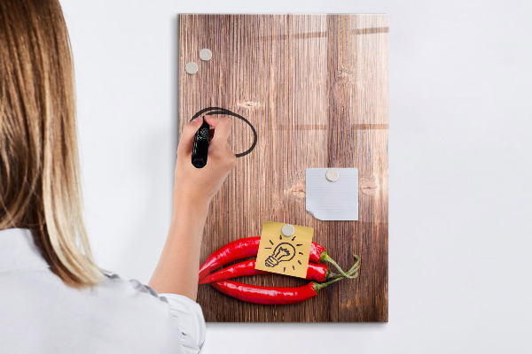 Pizarra magnética de pared con rotulador Recuerdos de papel y pimientos picantes