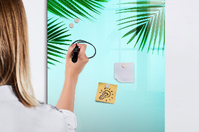 Pizarra magnética de pared con rotulador Hojas verdes y recuerdos en fotos