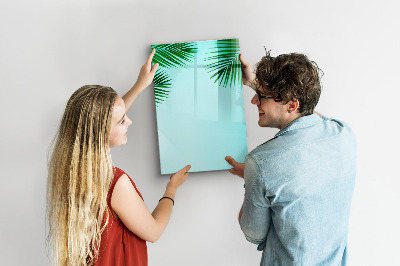 Pizarra magnética de pared con rotulador Hojas verdes y recuerdos en fotos