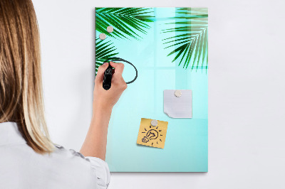 Pizarra magnética de pared con rotulador Hojas verdes y recuerdos en fotos