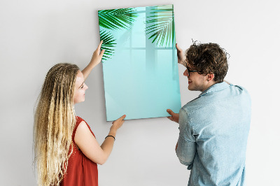 Pizarra magnética de pared con rotulador Hojas verdes y recuerdos en fotos