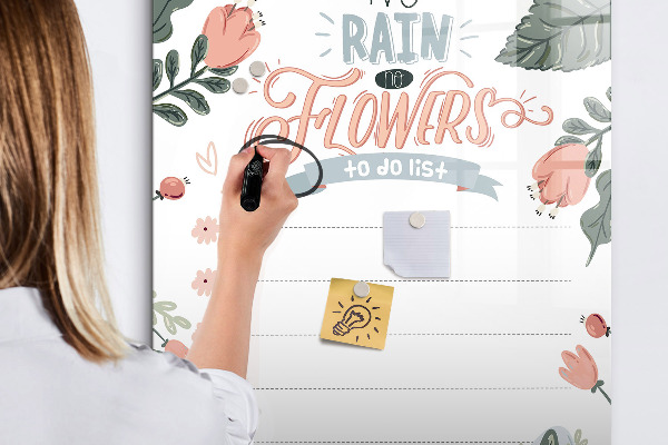 Pizarra magnética de pared con rotulador Flores y recuerdos en un mismo lugar.