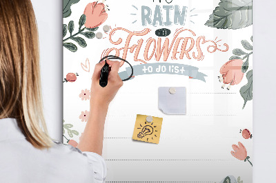 Pizarra magnética de pared con rotulador Flores y recuerdos en un mismo lugar.
