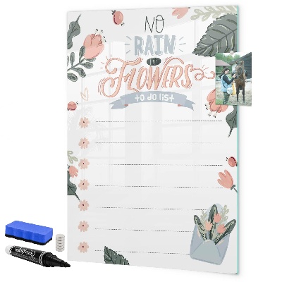 Pizarra magnética de pared con rotulador Flores y recuerdos en un mismo lugar.