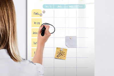 Pizarra magnética de pared con rotulador Planificador de comidas para toda la semana