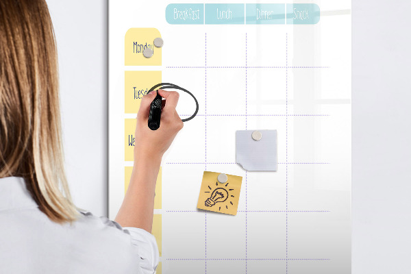 Pizarra magnética de pared con rotulador Planificador de comidas para toda la semana