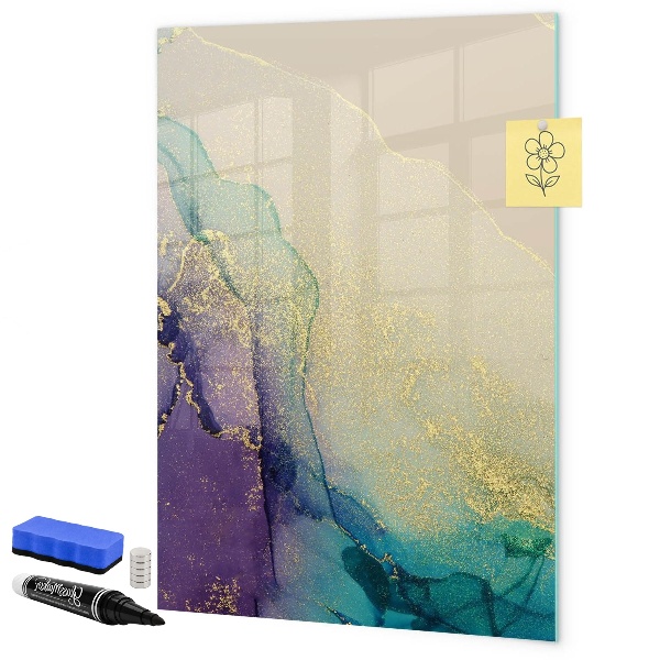 Pizarra magnética de pared con rotulador Recuerdos coloridos en un tablero de corcho