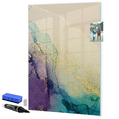 Pizarra magnética de pared con rotulador Recuerdos coloridos en un tablero de corcho