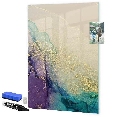 Pizarra magnética de pared con rotulador Recuerdos coloridos en un tablero de corcho