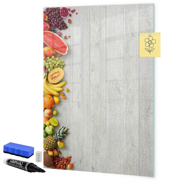 Pizarra borrable de cristal con imanes Tablero de frutas creativo con fotos
