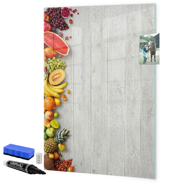 Pizarra borrable de cristal con imanes Tablero de frutas creativo con fotos