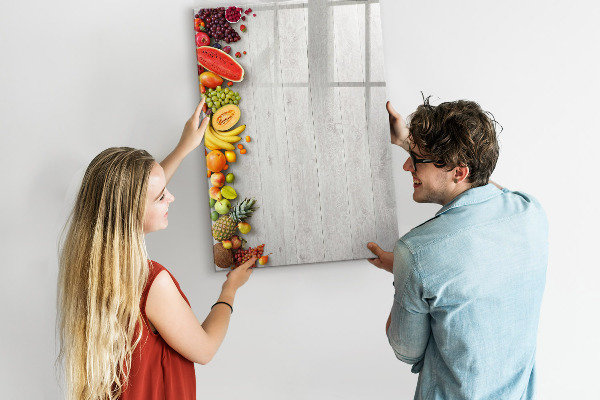 Pizarra borrable de cristal con imanes Tablero de frutas creativo con fotos