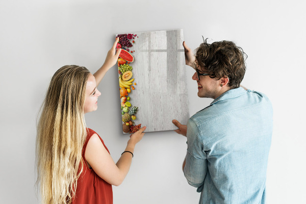 Pizarra borrable de cristal con imanes Tablero de frutas creativo con fotos