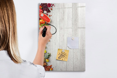 Pizarra borrable de cristal con imanes Tablero de frutas creativo con fotos