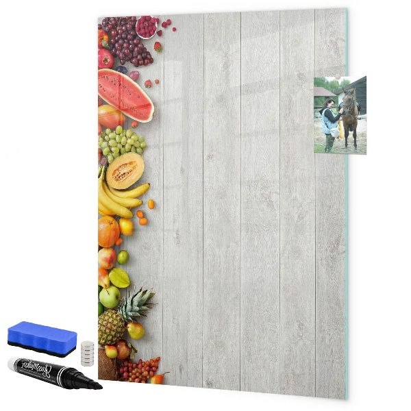 Pizarra borrable de cristal con imanes Tablero de frutas creativo con fotos