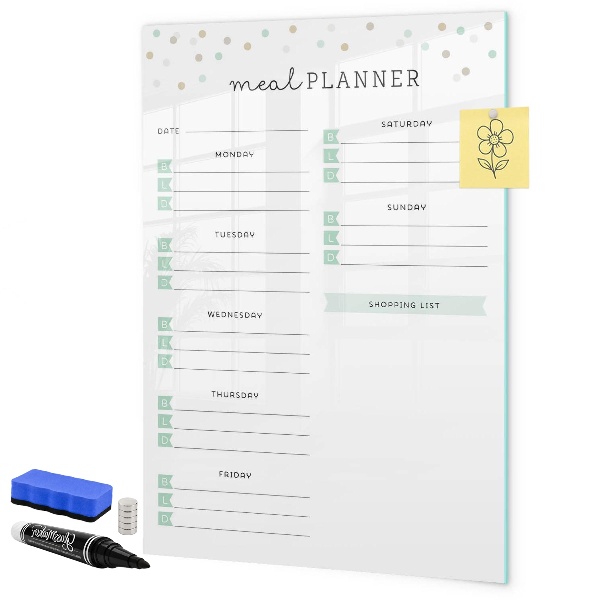 Pizarra magnética de pared con rotulador Planificador de comidas para toda la semana