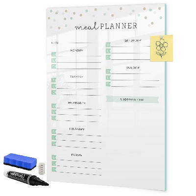 Pizarra magnética de pared con rotulador Planificador de comidas para toda la semana