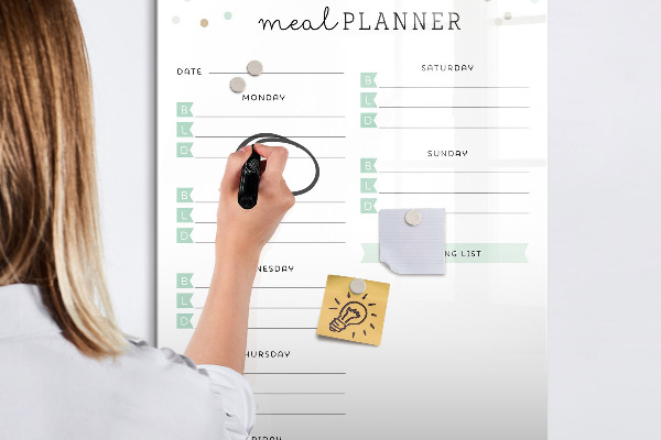 Pizarra magnética de pared con rotulador Planificador de comidas para toda la semana