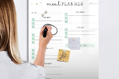 Pizarra magnética de pared con rotulador Planificador de comidas para toda la semana