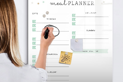 Pizarra magnética de pared con rotulador Planificador de comidas para toda la semana