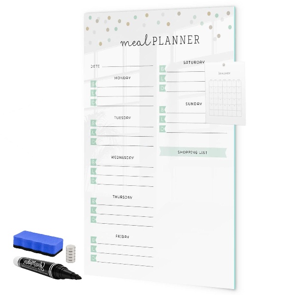 Pizarra magnética de pared con rotulador Planificador de comidas para toda la semana