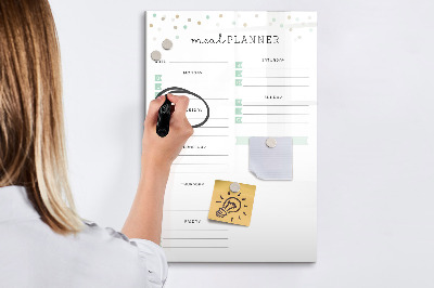 Pizarra magnética de pared con rotulador Planificador de comidas para toda la semana
