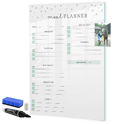 Pizarra magnética de pared con rotulador Planificador de comidas para toda la semana