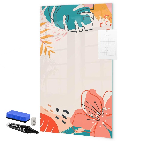 Pizarra magnética de pared con rotulador Un tablero colorido para notas y fotos.