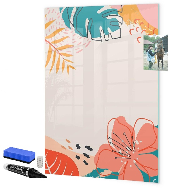 Pizarra magnética de pared con rotulador Un tablero colorido para notas y fotos.